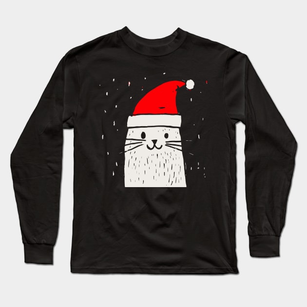 Santa Cat Long Sleeve T-Shirt by tatadonets